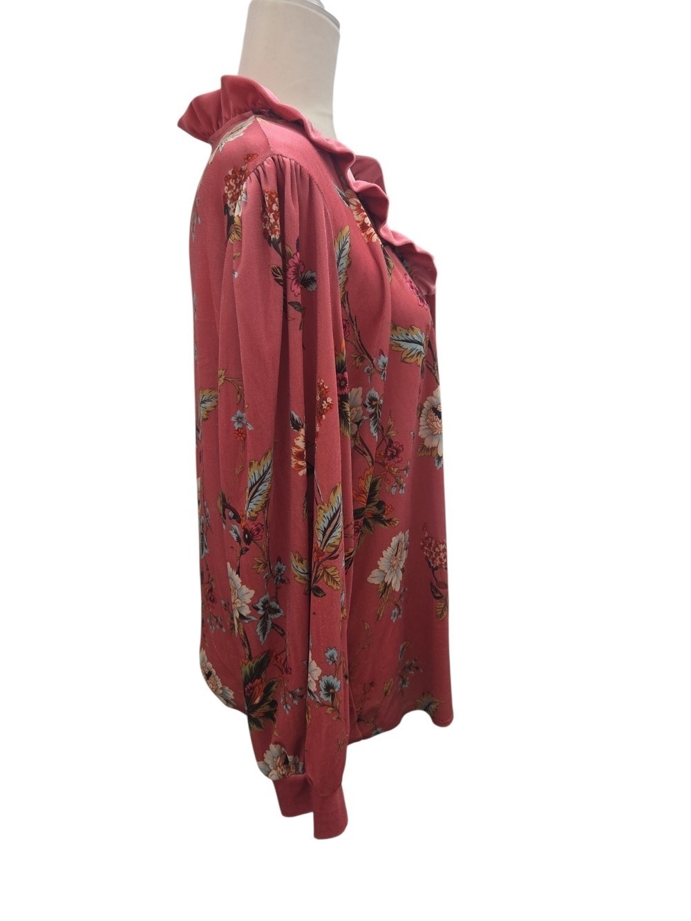 Cherry Betty Floral Velour Blouse Dusty Rose Large - Picture 3 of 5
